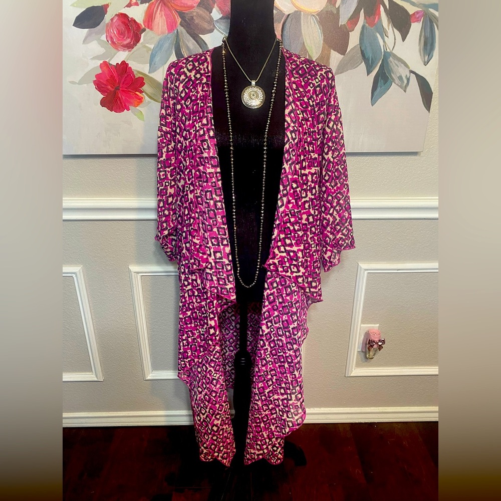 LuLaRoe Pink and Cream Kimono
